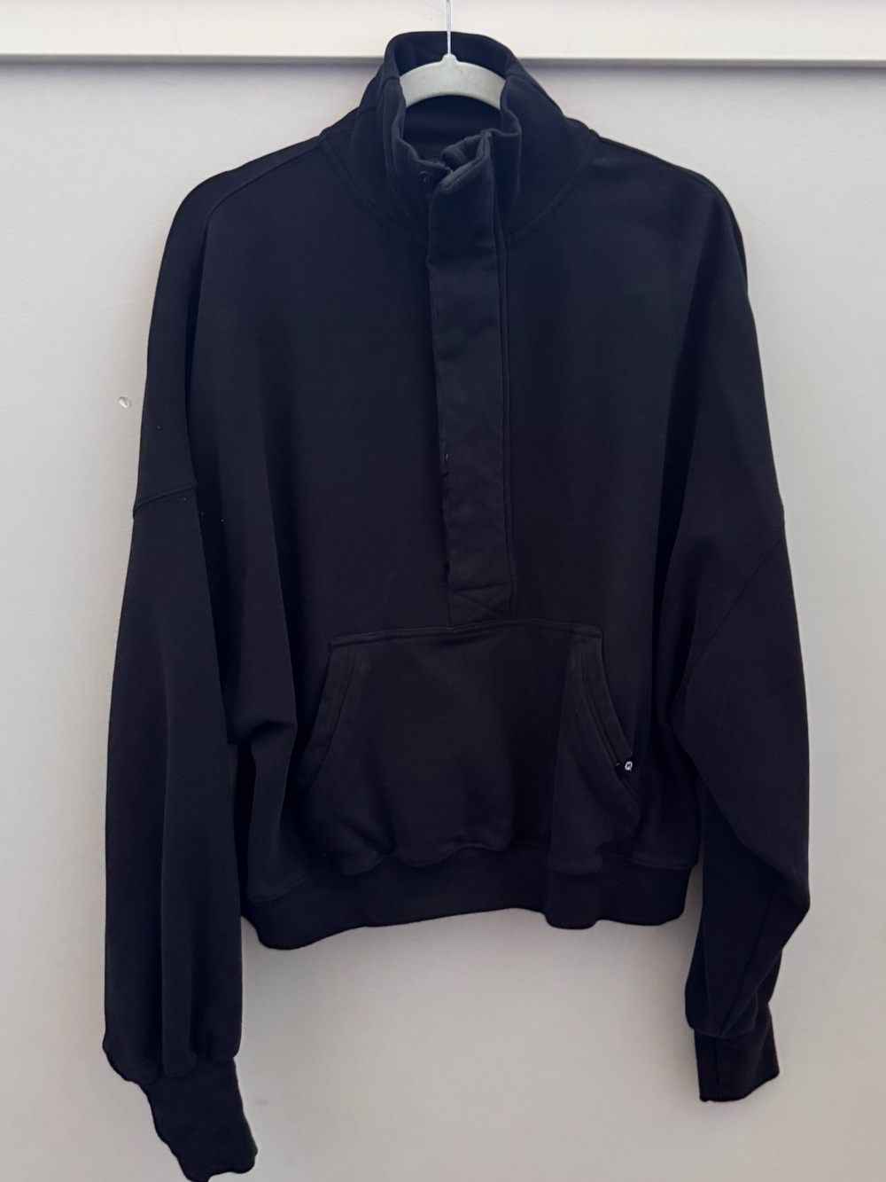 POPFLEX Black Oversized Half-Zip Pullover Sweatshirt - Picture 8 of 13